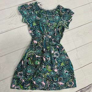 Lilly Pulitzer girls vintage greens and blues leopard dress sz. 7